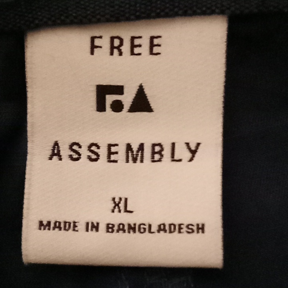 NEW FREE ASSEMBLY CARGO Organic Cotton Sz L- XL -3XL Blue Color Various Sizes B8 - Picture 9 of 12